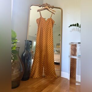 Honey Punch Mustard Polka Dot Jumpsuit
